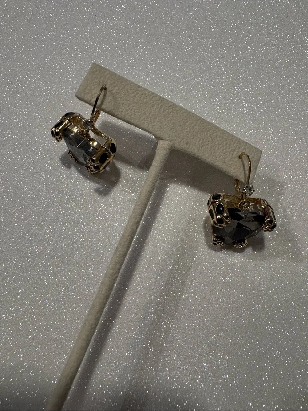 Betsey Johnson Gold-Tone Earrings with Smoky Blue Crystal